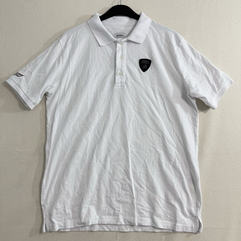 Automobili Lamborghini Iconic Polo Shirt in cotton piqué White Size Medium Men